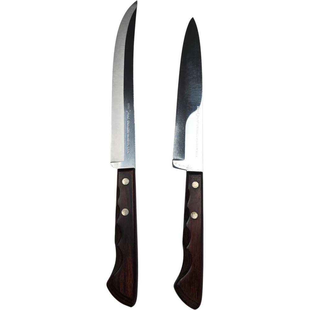 EKCO FLINT Stainless Vanadium USA Carving Slicing Knives Set of 2